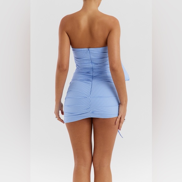 NWT Mistress Rocks Striped Ruffle Mini Dress Blue Size Small - Picture 7 of 10